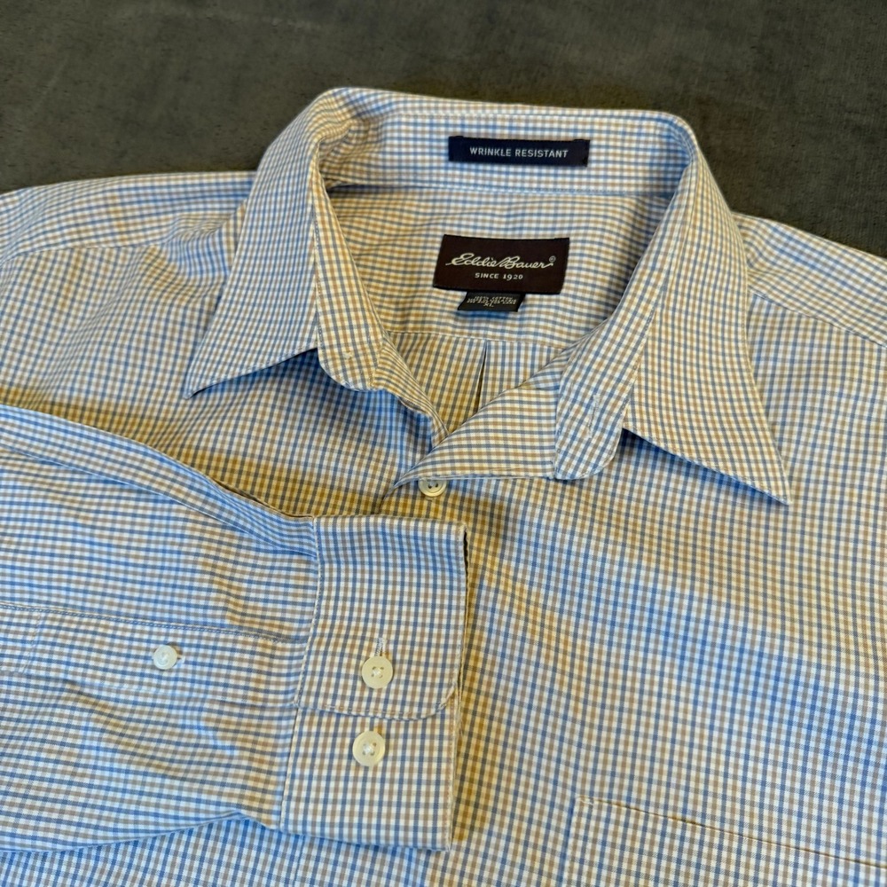 Eddie Bauer Wrinkle Resistant Plaid Button Up Shirt Long Sleeve Mens Extra Large
